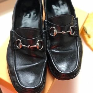 DEAL!! Gucci Leather Black Horsebit loafers shoes